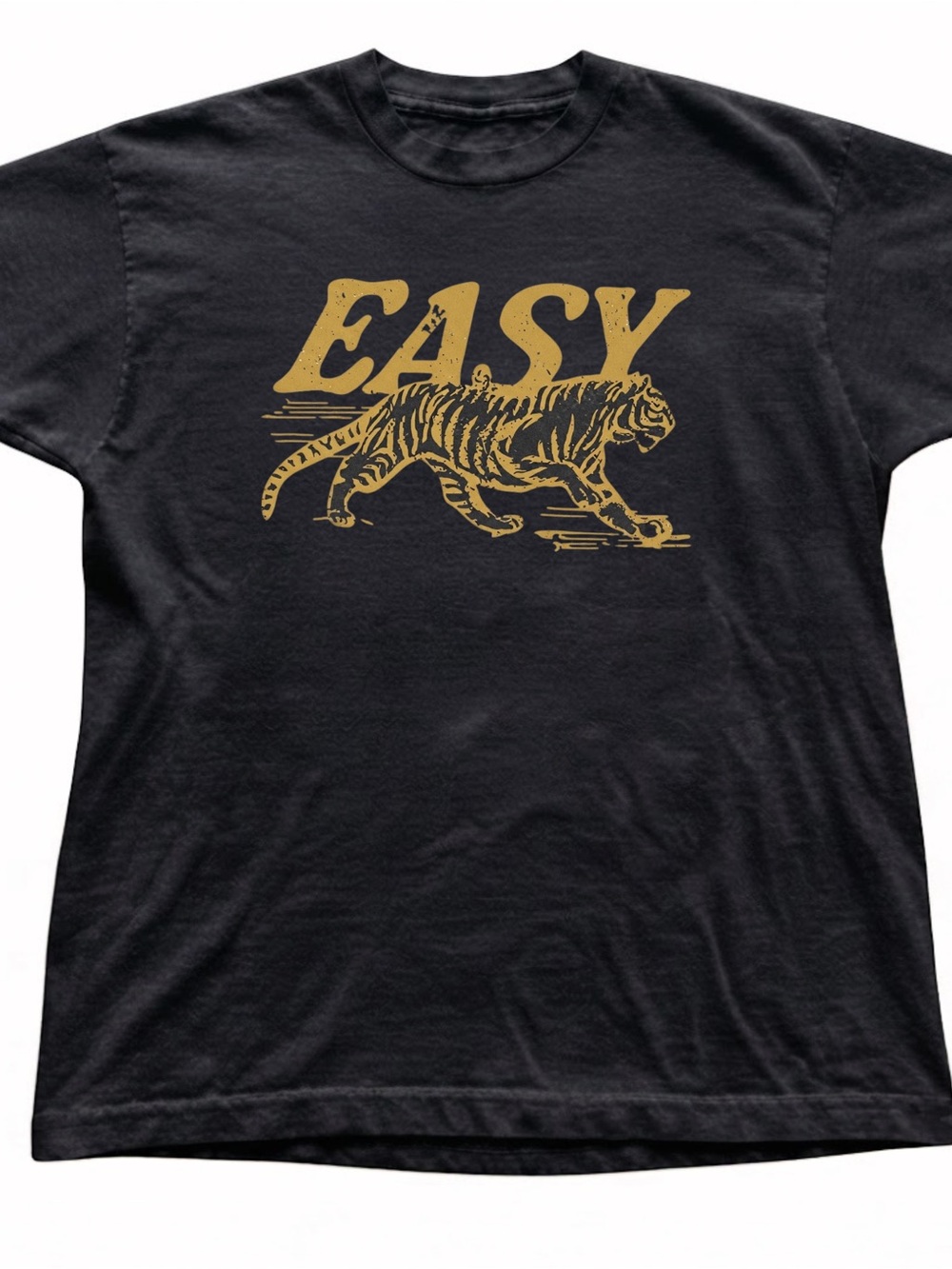 Tiger Graphic Print Easy Text Black Cotton Gildan T-Shirt